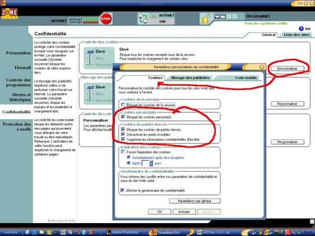 Bloquer les cookies avec Zone Alarm