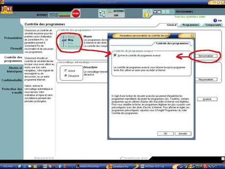Contrôle des programmes de Zone Alarm
