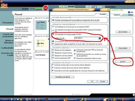 Partage de connexion avec Zone Alarm